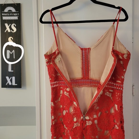 Red Lace floral dress (Just Me, Nordstrom) Size M - Picture 9 of 12